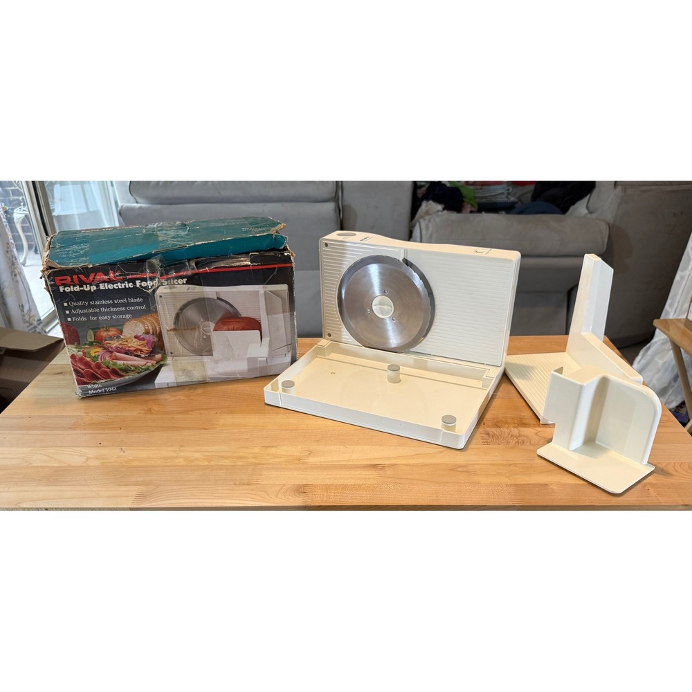 Vintage Rival Fold-Up Electric Food Slicer White Model 1042